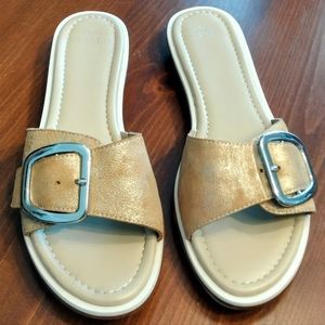 Donald Pliner Rimonaqa Leather Sandal, Size 8 M, Sand/Cream/White Color